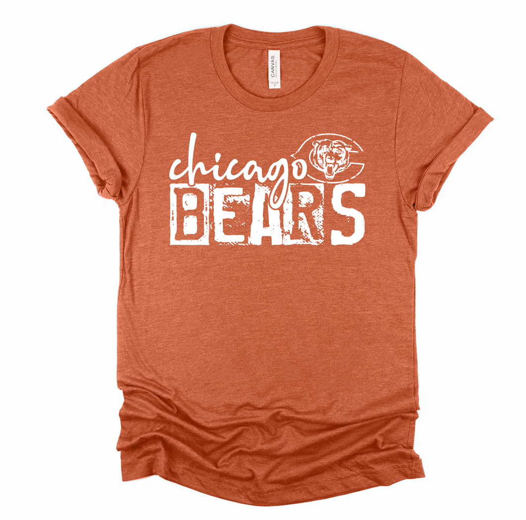 Chicago Bears Grunge Screen Print Transfer