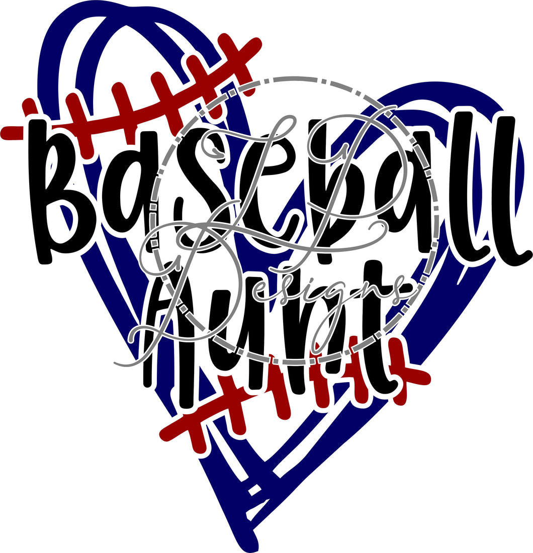 Baseball Aunt Sketch Heart CDR, PNG, SVG file