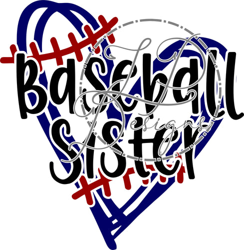 Baseball Sister Sketch Heart CDR, PNG, SVG file