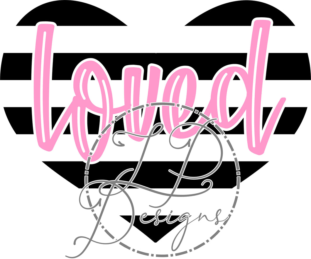 Loved Striped Heart CDR, PNG, SVG file