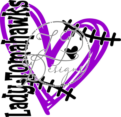 Lady Tomahawks Sketch Softball Heart CDR, PNG, SVG file